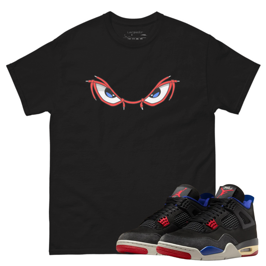 Jordan 4 Rare Air lacing up logo black tee