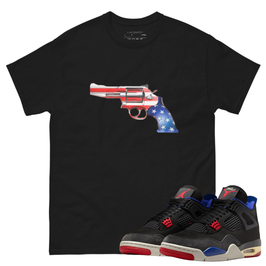 Jordan 4 Rare Air revolver black tee