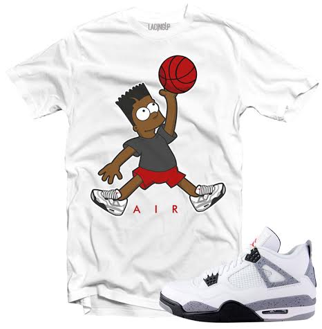 jordan 4 white cement b-art white tee