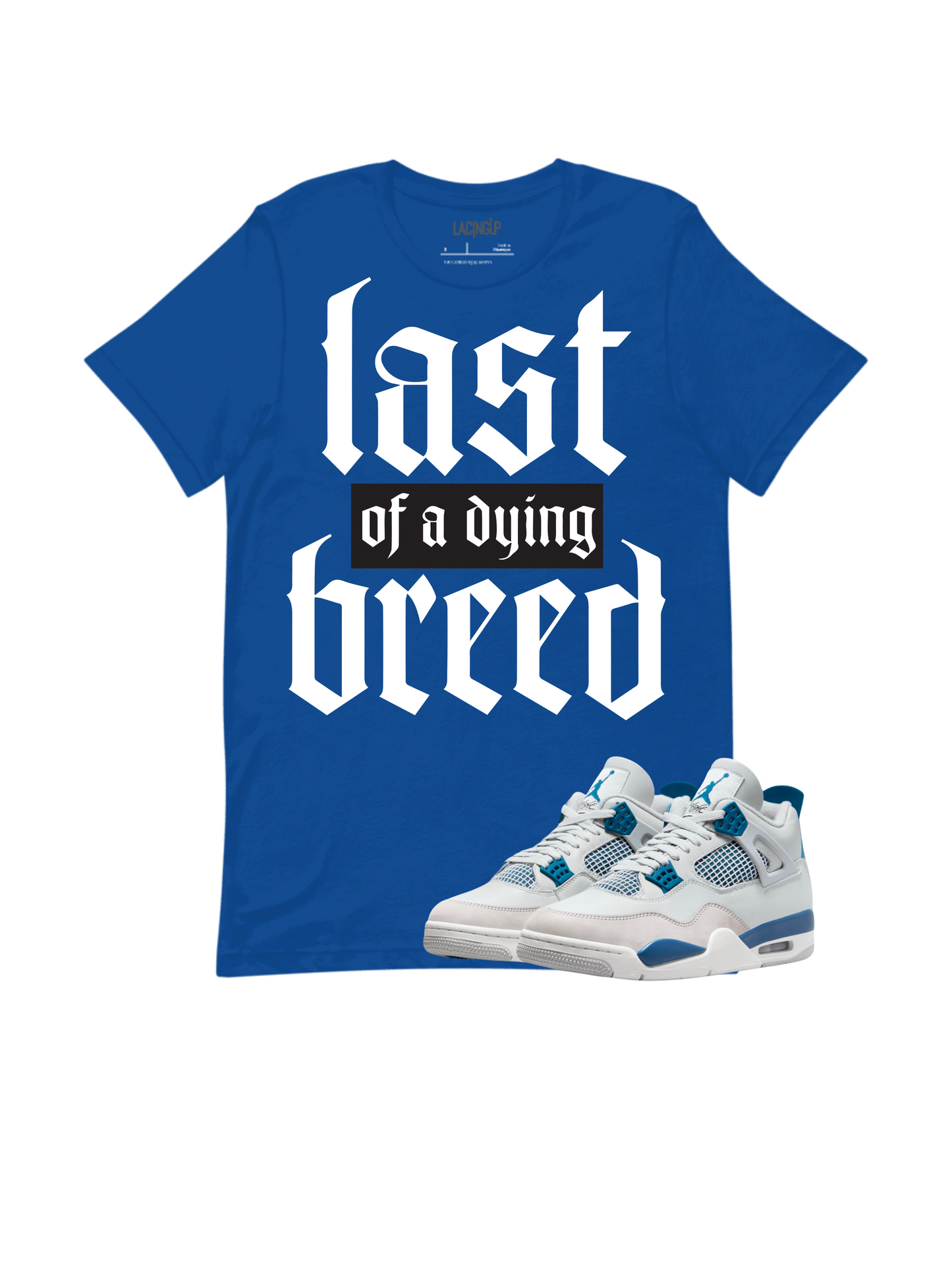 Jordan 4 Military Blue Breed  royal tee-Lacing Up