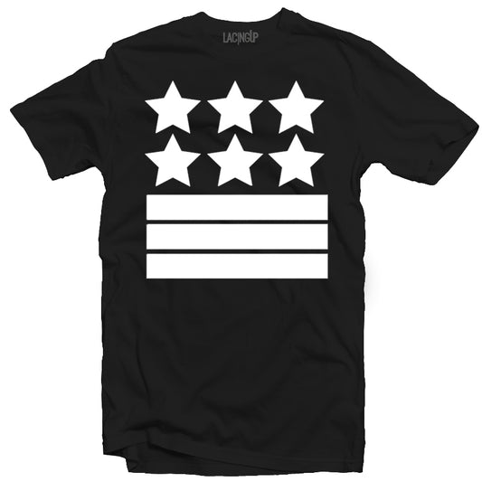 Militant White Stars and Stripes Black Tee - SneakerOutfits