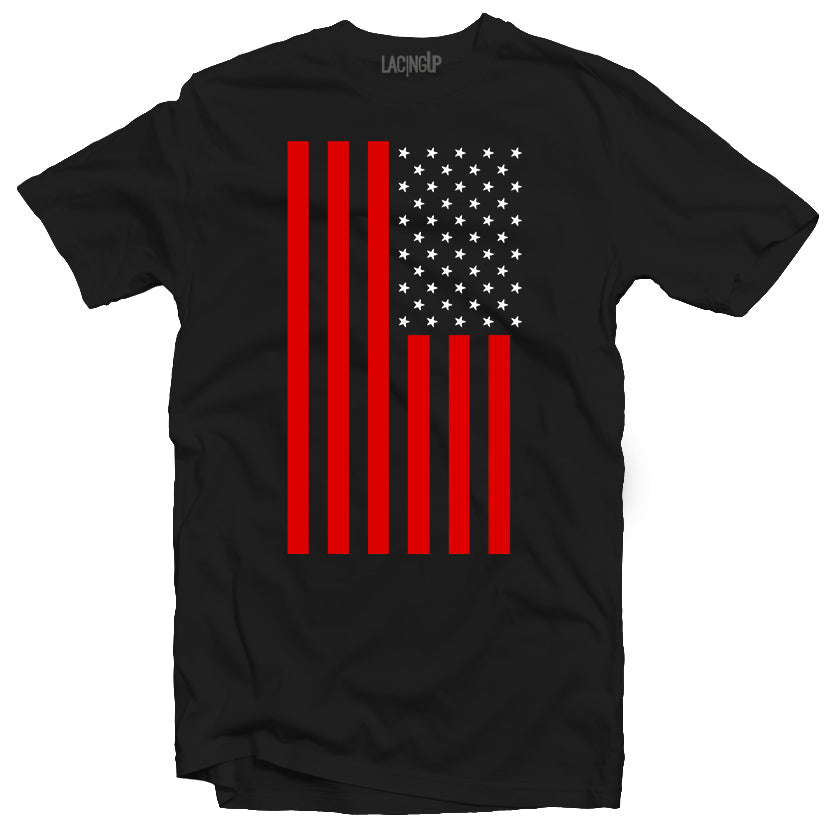 Red American Flag Black Tee - SneakerOutfits