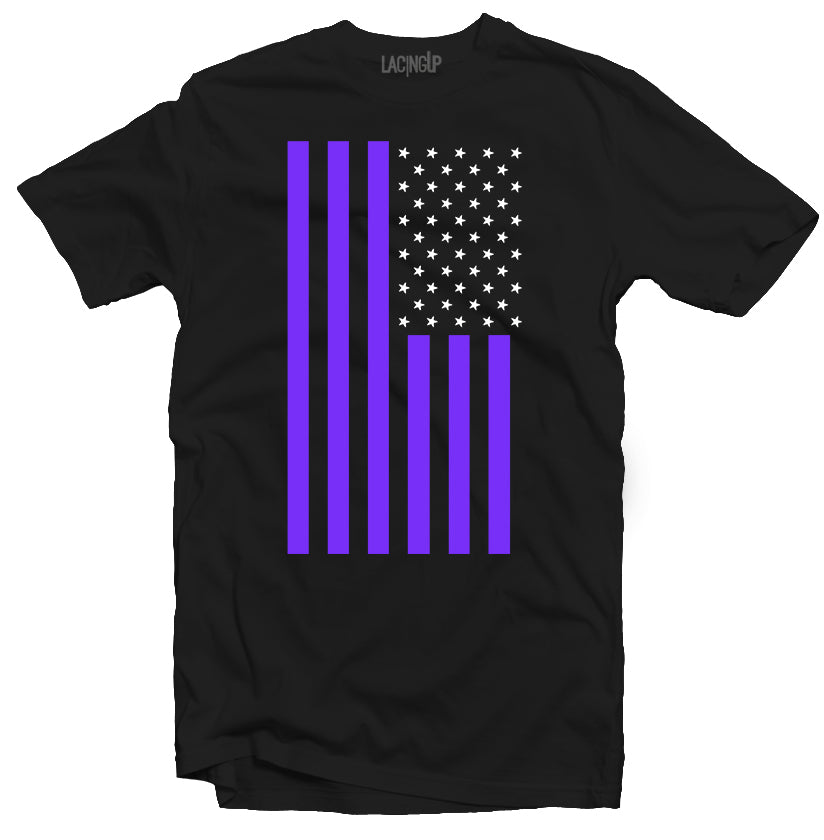 Blue American Flag Black Tee - SneakerOutfits