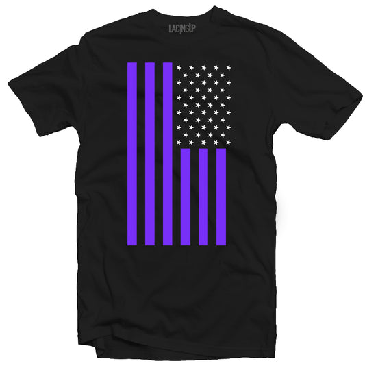 Blue American Flag Black Tee - SneakerOutfits