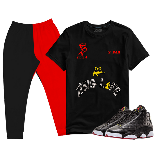 Jordan 13 Playoffs matching set Thug life/bred joggers