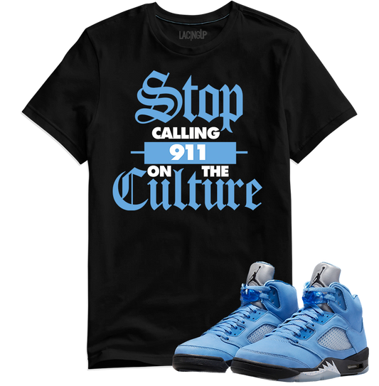 Jordan 5 UNC the culture black tee-Lacing Up