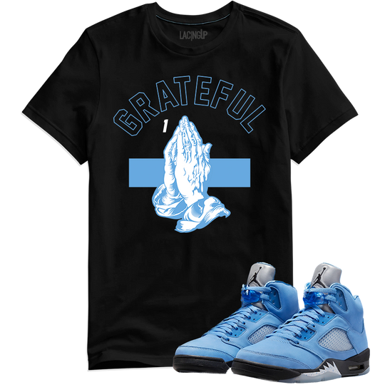 Jordan 5 unc grateful black tee-Lacing Up