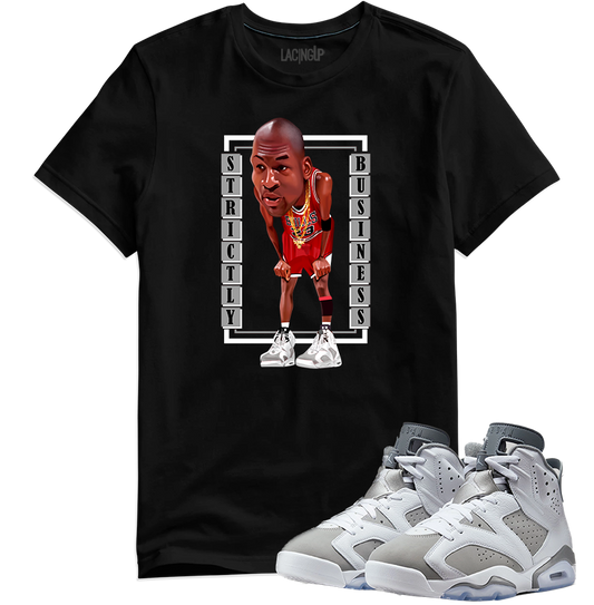 Jordan 6 Cool grey strictly B.I black tee-Lacing Up