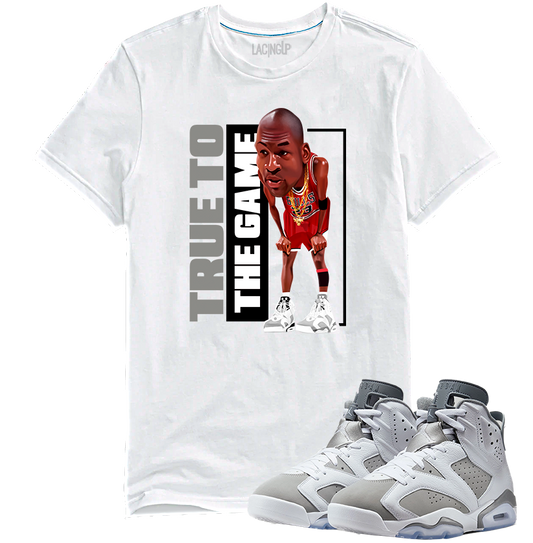 Jordan 6 Cool Grey true to the game white tee-Lacing Up