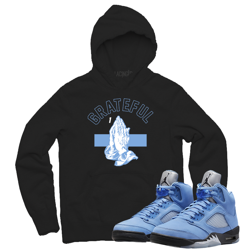 Jordan 5 Unc grateful black hoodie-Lacing Up