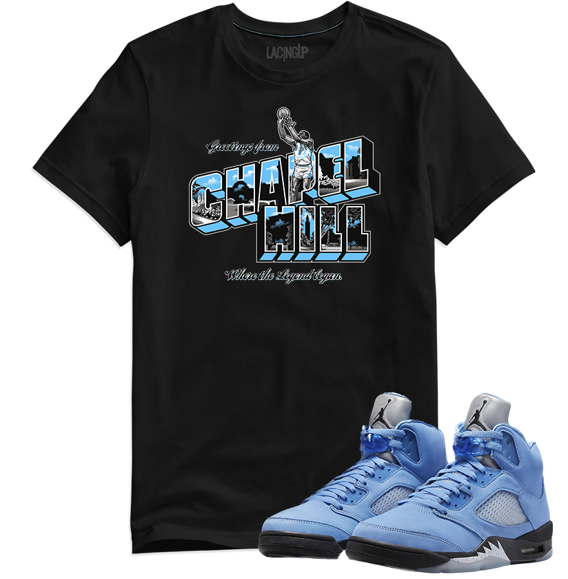 Jordan 5 unc chapel hill black tee-Lacing Up
