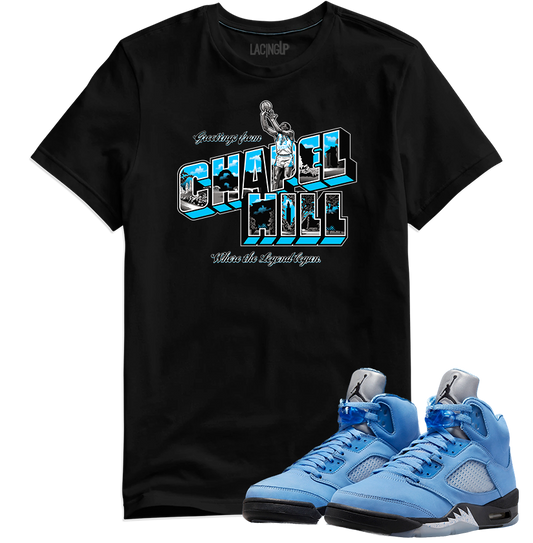 Jordan 5 unc chapel hill black tee-Lacing Up