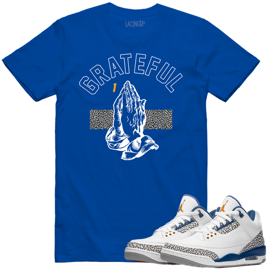 Jordan 3 wizard grateful blue tee-Lacing Up