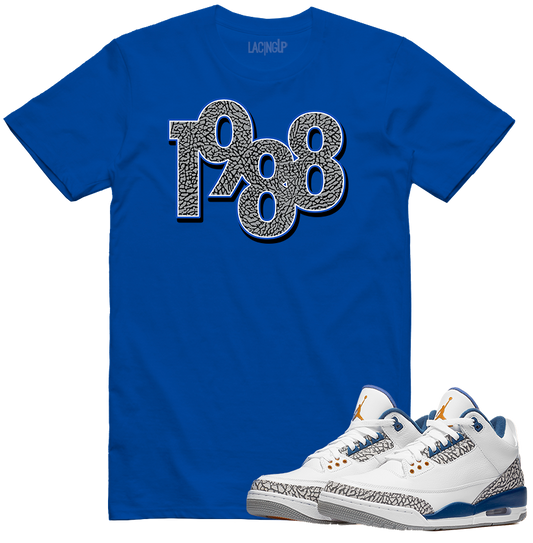 Jordan 3 wizard 1988 blue tee-Lacing Up