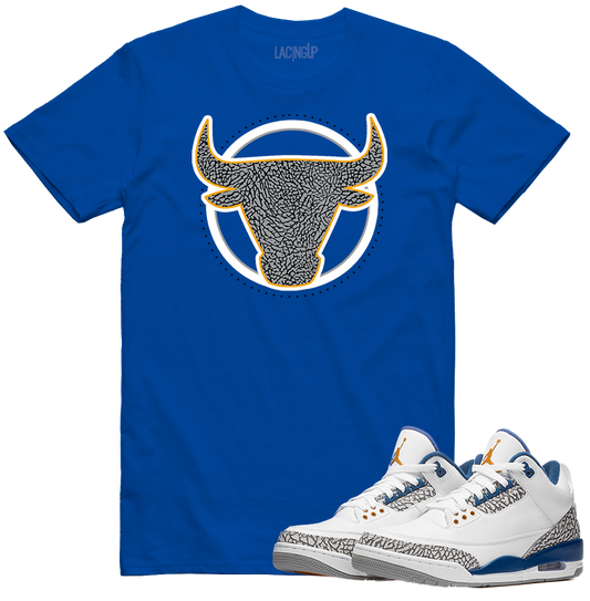 Jordan 3 wizard bull blue tee-Lacing Up