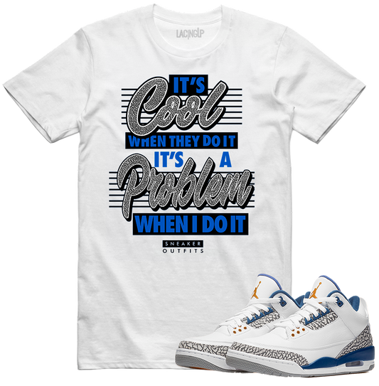 Jordan 3 wizard it's cool white tee-Lacing Up