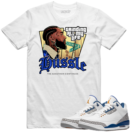 Jordan 3 wizard hussle white tee-Lacing Up