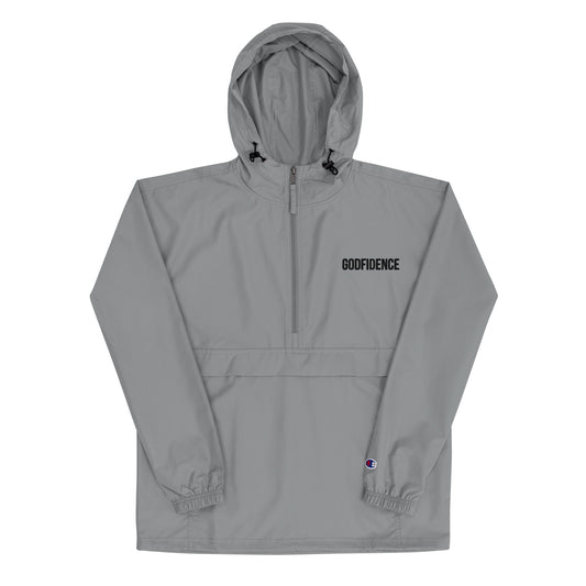 Godfidence cool Grey Embroidered Champion Packable Jacket