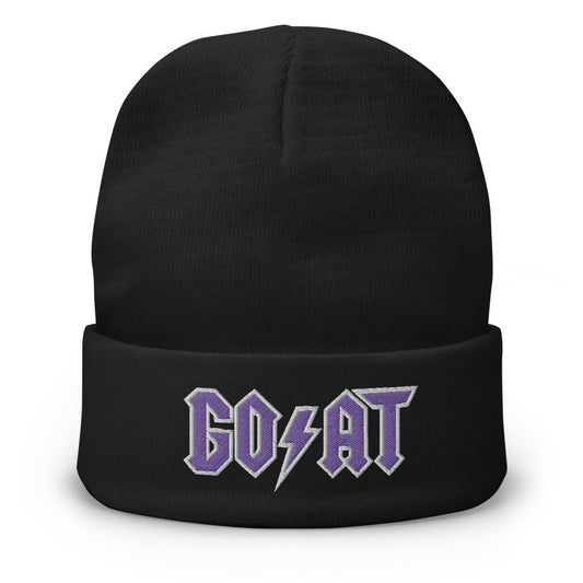 GOAT Black/Purple Embroidered Beanie