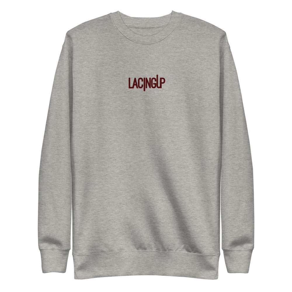Lacing Up Grey/Maroon Fleece Pullover - SneakerOutfits
