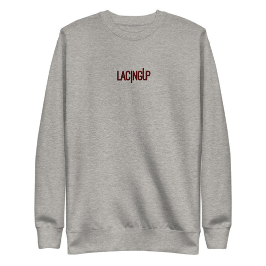 Lacing Up Grey/Maroon Fleece Pullover - SneakerOutfits