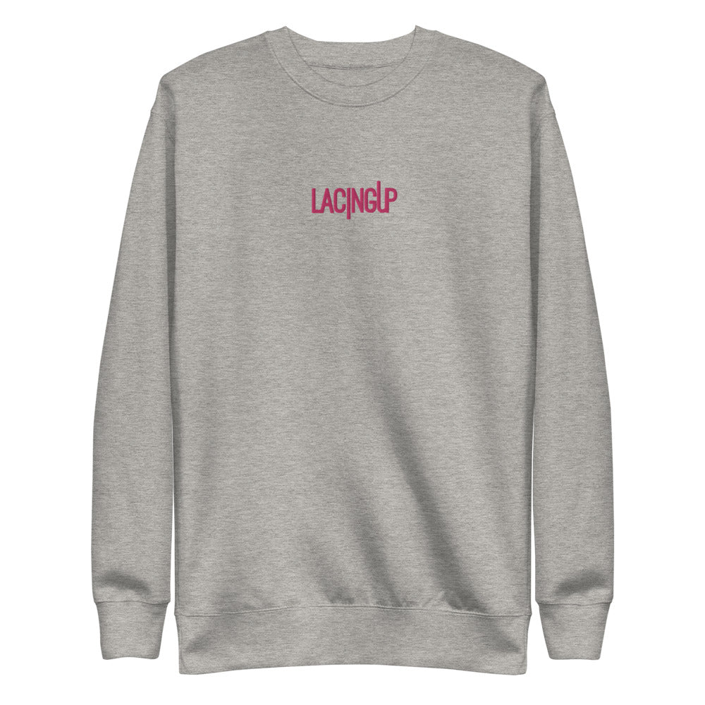 Lacing Up Grey  Fleece Pullover - SneakerOutfits