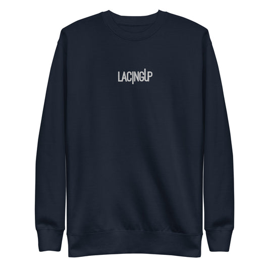 Lacing Up Navy Fleece Pullover - SneakerOutfits